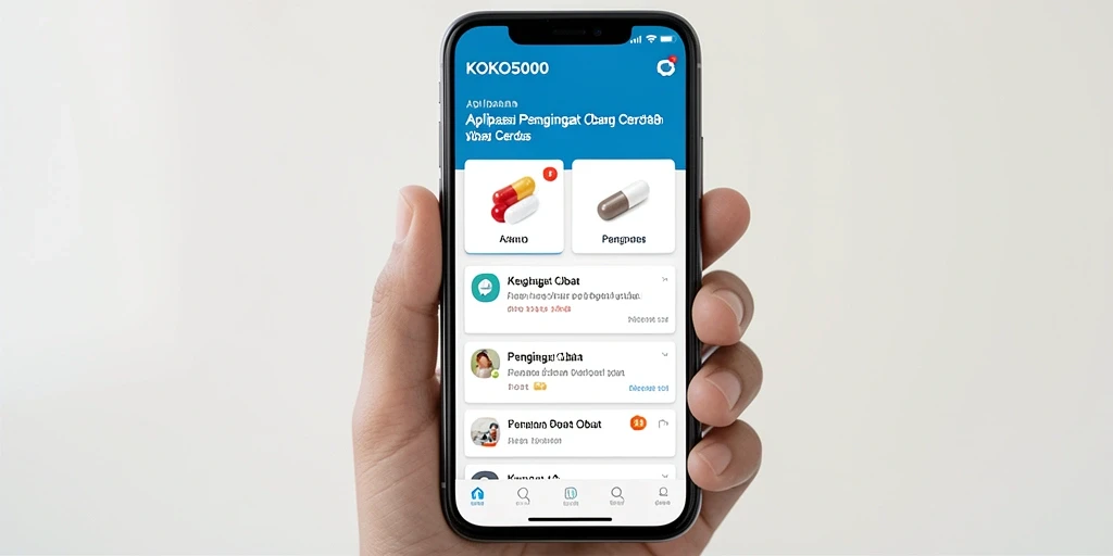 Antarmuka KOKO5000 dengan pengingat obat yang jelas dan efisien.