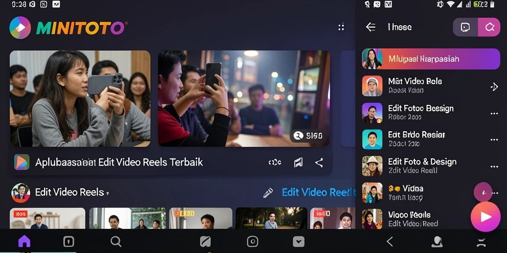 Antarmuka pengguna MINITOTO yang menarik untuk Edit Video Reels.