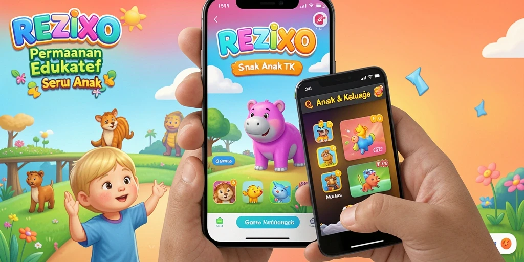 Tampilan antarmuka permainan edukatif REZIXO untuk anak-anak.